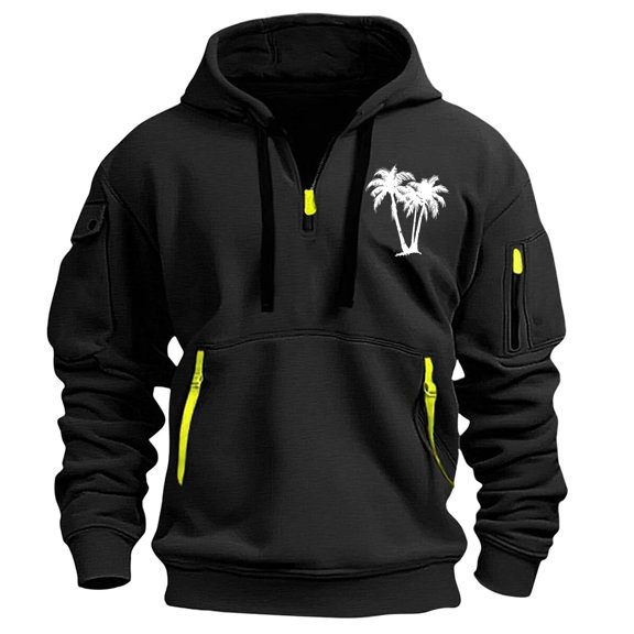 FAVIPT Mens American Flag Quarter Zip Pullover Hoodie,Men's Patriotic Hoodies USA Flag Print Graphic 1/4 Zipper Tops Vintage Tactical Workout Hooded Jacket 2025 Black,M