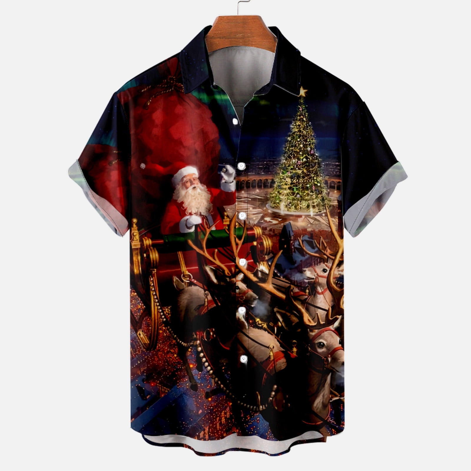 FAVIPT Mens Big and Tall Christmas Shirts,Christmas Shirts for Men