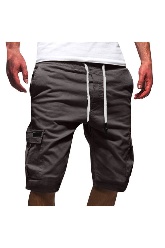 Mens Casual Twill Cargo Shorts Cotton Drawstring Classic Cargo Stretch Short with 6 Pockets,Men's Shorts Summer Beach Shorts with Elastic Waist