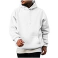 thumbnail image 1 of FAVIPT Mens Cotton Hoodie Plain Casual Hooded Collar Drawstring Hoodies Pullover Sweatshirts Solid Color Long Sleeve Spring Shirts 2025 White,XL, 1 of 5