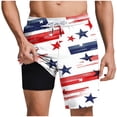 thumbnail image 1 of FAVIPT Mens Fourth of July Swim Trunks American Flag Print Shorts Drawstring Elastic Waist Shorts with Liner Quick Dry Pockets Vacation Beach Shorts Summer 2025 Purple,S, 1 of 6