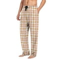 thumbnail image 1 of FAVIPT Mens Plaid Flannel Pajama Pants Straight Leg Casual Loose Loungewear Sleep Bottoms with Pockets Elastic Waist Drawstring Pants for Men Khaki,XXL, 1 of 6