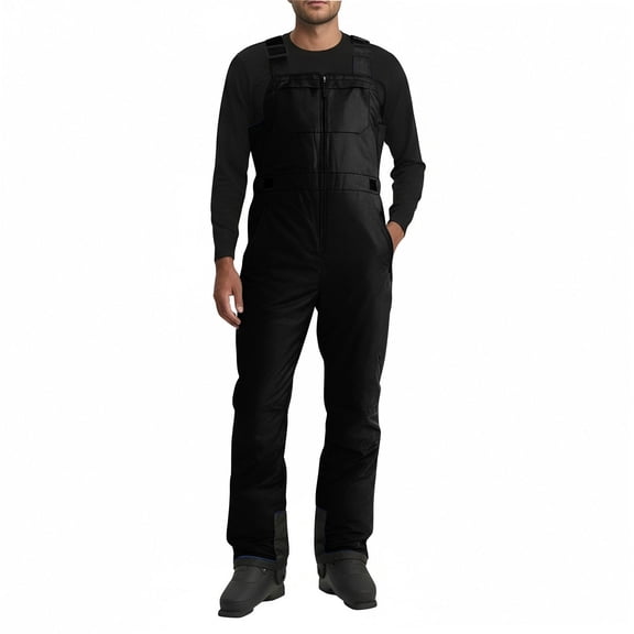 FAVIPT Mens Snow Pants Bib Overalls Windproof Waterproof Ski Bib Overalls Winter Outdoor Fishing Snowboarding Pants Insulated Warm Ski Pants Black,M