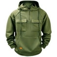 thumbnail image 1 of FAVIPT Mens Tactical Hoodies Pullover Long Sleeve Color Block Quarter Zip Cargo Hooded Sweatshirt Workout Gym Outdoor Pullover 2025 Army Green,L, 1 of 5