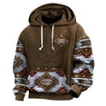 thumbnail image 1 of FAVIPT Mens Western Long Sleeve Hooded Sweatshirts Aztec Sweatshirt Ethnic Sweatshirt Baggy Casual Drawstring Hoodies with Pocket 2025 Brown,L, 1 of 2