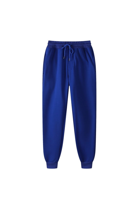 Mens Winter Casual Jogger Pants Sherpa Warm Hip-Hop Pants Workout Running Active Trousers Drawstring Stretch Cuffed Sweatpants Blue,S