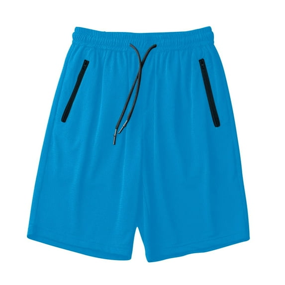 FAVIPT Mesh Shorts for Men Quick Dry Drawstring Solid Shorts Ice Silk Fitness Running Workout Shorts with Pockets 2026 Blue,XL