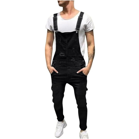 FAVIPT Overalls for Men Jeans,Denim Overalls Men Plus Size Jean Bib Overalls Baggy Overalls Lightweight Work Overalls Pants with Pockets 2025 Black,XXL