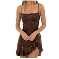 thumbnail image 1 of FAVIPT Party Dresses for Women Elegant Spaghetti Strap Prom Party Dress Sequin Sparkly Long Dresses Cocktail Prom Dresses Summer 2025 Coffee,S, 1 of 4