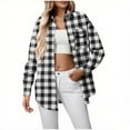 thumbnail image 1 of FAVIPT Plaid Lightweight Jacket Women Long Sleeve Button Down Jacket Lapel Casual Loose Soft Coats 2025 Fall Fashion Outfits for Women Black,XL, 1 of 3