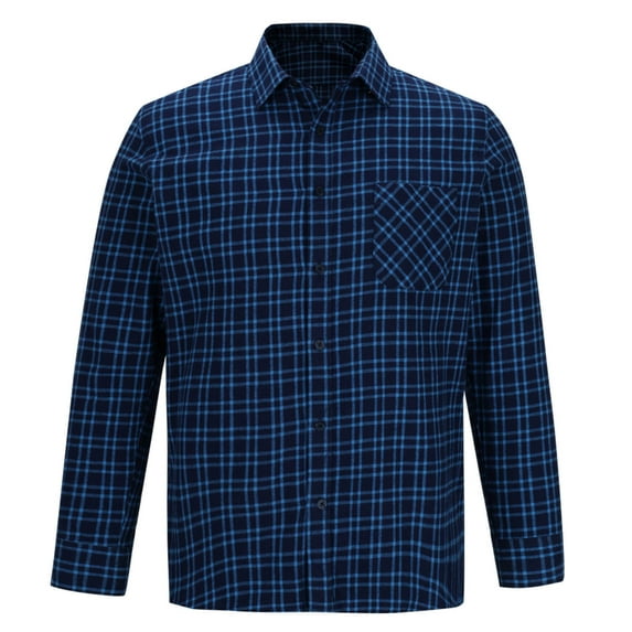 FAVIPT Plaid Oxford Shirts for Men Big and Tall Solid Casual Button Down Collar Shirts Long Sleeve Dress Shirts with Pocket 2024 Blue,XXXXL