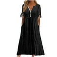thumbnail image 1 of FAVIPT Plus Size Eyelet Dresses for Curvy Women Maxi Long Dresses 2025 Trendy Short Sleeve Eyelet Tshirt Dress Casual Summer Beach Vacation Dress Black,XL, 1 of 6