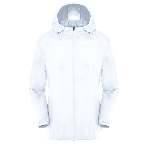 FAVIPT Plus Size Hoodie Jackets for Women Sun Protection Thin Windbreaker Coats Long Sleeve Solid Color Jackets Pockets Casual Summer 2025 Jacket White,XXXL