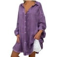 thumbnail image 1 of FAVIPT Plus Size Linen Long Sleeve Shirt Loose Button Down Boyfriend Shirt Flowy Comfy Tops Swimsuit Cover Up Shirt for Women 2023, 1 of 6