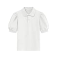thumbnail image 1 of FAVIPT Puff Short Sleeve Shirt for Girl Summer Collared Button Down Blouse Casual Cute School Pullover Shirt White,11-12 Years, 1 of 6
