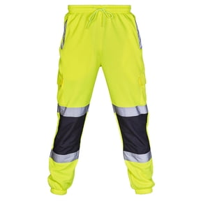 FAVIPT Safety Pants for Men Reflective with Pockets Fall Construction Pants Jogging Outdoor Hi Vis Pants Hiking Work Pants 2025 Green,L