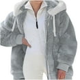 thumbnail image 1 of FAVIPT Fuzzy Jacket for Women Plus Size Sherpa Fleece Jacket Color Block Coat with Hood Winter Warm Shaggy Teddy Coats Gray 3XL, 1 of 6