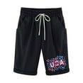 thumbnail image 1 of FAVIPT Shorts for Women Knee Length Elastic Waist Bermuda Short Lounge Summer 2025 Loose Short 4th of July Print Shorts with Pockets Black,S, 1 of 3