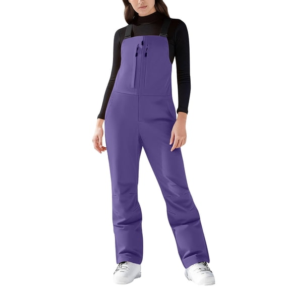 FAVIPT Ski Snowboard Snow Bibs for Women Winter Waterproof Overalls Windproof Outdoor Insulated Snowpants Purple,M