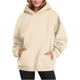 thumbnail image 1 of FAVIPT Solid Color Hoodie Women Hoodie Pullover Women Long Sleeve Oversized Pullover Y2K Hoodie Fall Winter Sweatshirt with Pocket 2024 Beige,L, 1 of 7