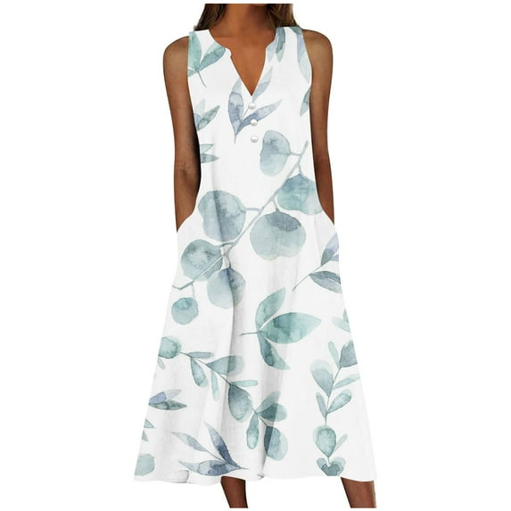 FAVIPT Summer Dresses for Women 2025 Vacation Spring Casual Midi Dresses Beach Trendy Sundresses Plus Size Long Maxi Sun Dress White,XL