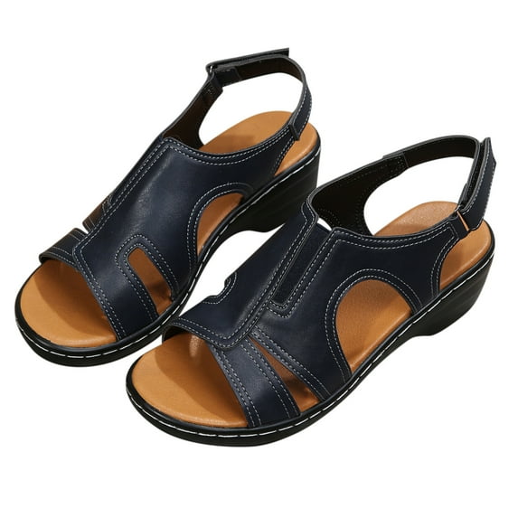 FAVIPT Summer Sandals for Women 2024 Clearance,Wedge Sandals for Women Open Toe Casual Summer Roman High Heel Breathable Beach Sandals Summer Ladies Slippers Shoes Fish Mouth Wedges Flower Sandals