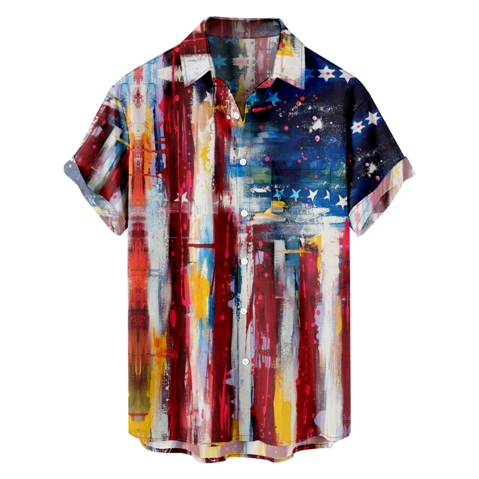FAVIPT Summer Shirt For Men 2024 Mens 4th of July Button Down Shirts