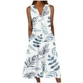 thumbnail image 1 of FAVIPT Sundress for Women Sleeveless Tank Dresses 2025 Vacation Plus Size Dress Casual Button V Neck Boho Floral Beach Dress Navy,XXXL, 1 of 5