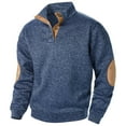 thumbnail image 1 of FAVIPT Sweatshirt for Mens Solid Color Knitted Quarter Zip Pullover Stand Collar Spring Clothes Long Sleeve Sweater Tops with Elbow Patch 2025 Navy,XXL, 1 of 4