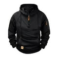 thumbnail image 1 of FAVIPT Tactical Quarter Zip Pullover for Men Casual Loose Soft Sweatshirt Outdoor Athletic Training Hoodies Multi-Pockets Winter Warm Pullovers Black,L, 1 of 3