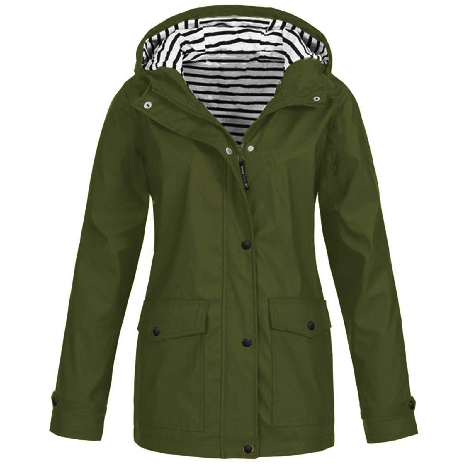 FAVIPT Thin Coats for Women Full Zip Hooded Raincoats Long Sleeve Plain Lightweight Jackets Waterproof Sun-Protective Coats 2025 Army Green,S