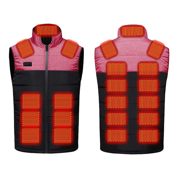 FAVIPT Unisex Heated Vest Zip Up Stand Collar Vest 4 Control 21 Heating Zones Heated Tops USB Charging Electric Softshell Blouses 2025 Red,XL