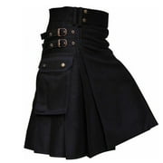 FAVIPT Utility kilts,Mens Scottish Utility Kilts Vintage Gothic Pleated Skirts Vintage Scotland Kendo Pocket Scottish Clothing