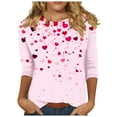thumbnail image 1 of FAVIPT Valentines Day Blouses for Women Cute Love Heart Print Graphic Tees T-Shirt 3/4 Length Sleeve Tunic Tops Pullover 2025 Pink,L, 1 of 5