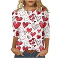 thumbnail image 1 of FAVIPT Valentines Day Tops for Women Cute Love Heart Print Graphic Tees T-Shirt 3/4 Length Sleeve Tunic Tops Pullover 2025 Multicolor,XL, 1 of 5