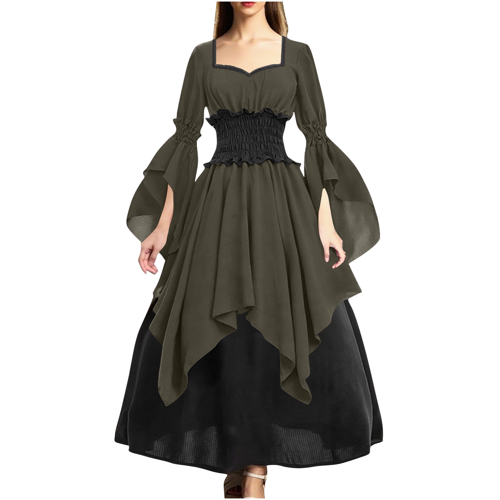 FAVIPT Women's Medieval Renaissance Dress Vintage Victorian Pirate Irish Dresses Elastic Waist Squareneck Costumes Witch Wedding Dress Army Green,XS - Walmart.com FAVIPT Women's Medieval Renaissance Dress Vintage Victorian Pirate Irish Dresses Elastic Waist Squareneck Costumes Witch Wedding Dress Army Green,XS - Walmart.com