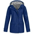 thumbnail image 1 of FAVIPT Warm Rain Coats for Women Full Zip Hooded Raincoats Long Sleeve Plain Lightweight Jackets Waterproof Sun-Protective Coats 2025 Blue,XXL, 1 of 6