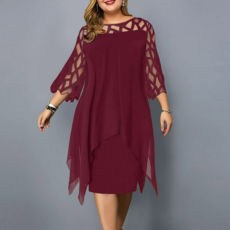 Long sleeve flowy dresses plus size hot sale