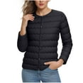 thumbnail image 1 of FAVIPT Winter Puffer Jackets for Women Lightweight Button Down Plain Coats Collarless Quilted Warm Soft Outerwear with Pockets Black,XXL, 1 of 8