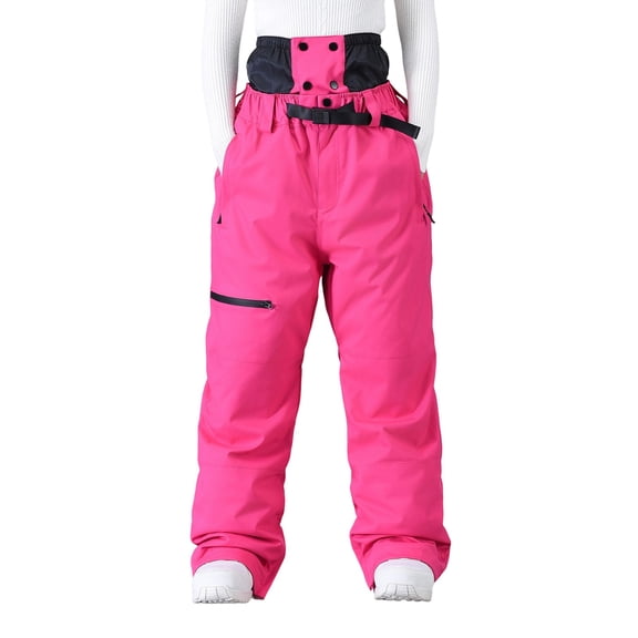 FAVIPT Winter Ski Pants for Men Waterproof Windproof Snowboard Pants Outdoor Insulated Hiking Zipper Ski Pants with Pockets Hot Pink,XXL