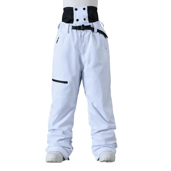 FAVIPT Winter Ski Pants for Men Waterproof Windproof Snowboard Pants Outdoor Insulated Hiking Zipper Ski Pants with Pockets White,L