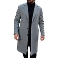 thumbnail image 1 of FAVIPT Winter Trench Coat for Men Single Breasted Notch Lapel Pea Coat Wool Blend Medium Length Overcoat Classic Business Casual Top Coat Gray,XL, 1 of 7