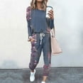 thumbnail image 1 of FAVIPT Women 2 Piece Outfit Boho Floral Crewneck Long Sleeve Track Suits Workout Drawstring Jogger Sets 2024 Fall Lounge Sets Blue 3XL, 1 of 5