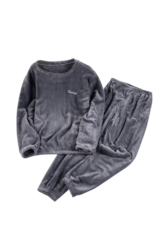 Women Casual Flannel Pjs Set Fleece Warm Long Sleeve Pajama Set Winter Fuzzy Comfy Loungewear 2025 Gray,L