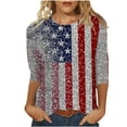 thumbnail image 1 of FAVIPT Women Fourth of July Shirts 3/4 Sleeve Crew Neck Tops American Flag Patriotic Print Blouses Casual Dressy Summer 2025 Tunic Tees Multicolor,XXXL, 1 of 4