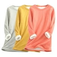 thumbnail image 1 of FAVIPT Women Plus Size Long Sleeves Fleece Sweatshirts Winter Soft Sherpa Lined Pullover Crewneck Solid Color Sweatshirt Warm Loungewear Tunic Tops Pack of 3 Orange,S, 1 of 6