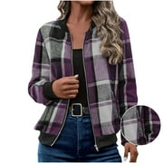 FAVIPT Plaid Womens Jacket Shackets for Women 2024 Winter Warm Fuzzy Fleece Sherpa Plaid Shirt Jackets Button Down Long Sleeve Coats Black XL