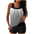thumbnail image 1 of FAVIPT Women Printed Modest Swimwear Tummy Control Two Piece Bathing Suits Athletic Tank Top with Shorts 2026 Gray,S, 1 of 5