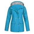 thumbnail image 1 of FAVIPT Women Raincoat with Hood Waterproof Sunprotect Rain Jackets Full Zip Lightweight Coats Plain Slim Fit Outerwear 2025 Blue,S, 1 of 2