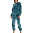 thumbnail image 1 of FAVIPT Women Solid Color Pajamas Set Long Sleeve Crew Neck Fleece Shirts Fuzzy Soft Warm Flannel Sleepwear 2025 Light Blue,L, 1 of 5